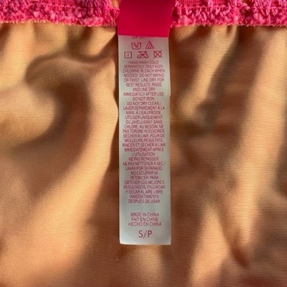 VICTORIA’S SECRET LACY BIKINI SET  32C Top, Small Cheekini Bottom   CORAL PINK - Picture 12 of 13